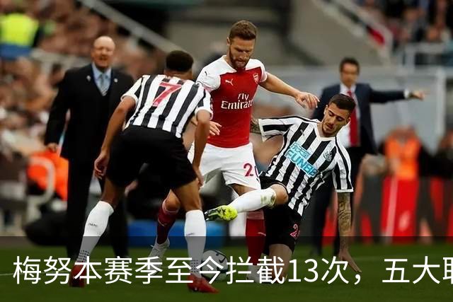 梅努本赛季至今拦截13次，五大联赛球员中最多